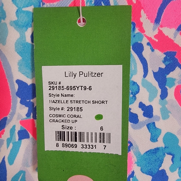 NWT Lilly Pulitzer Hazelle Stretch Short Cosmic Coral Cracked Up Size 6 - Picture 3 of 6